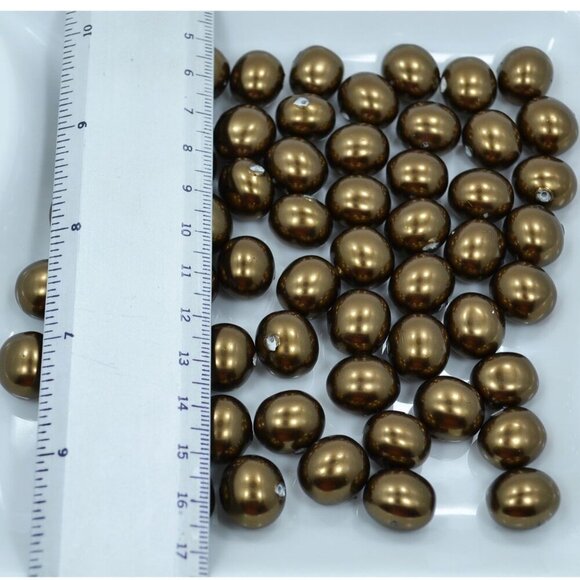 Bronze Baroque Shell Pearls, 15x13mm Egg Shape Beads, Set of 18, Jewelry Making - Picture 2 of 2